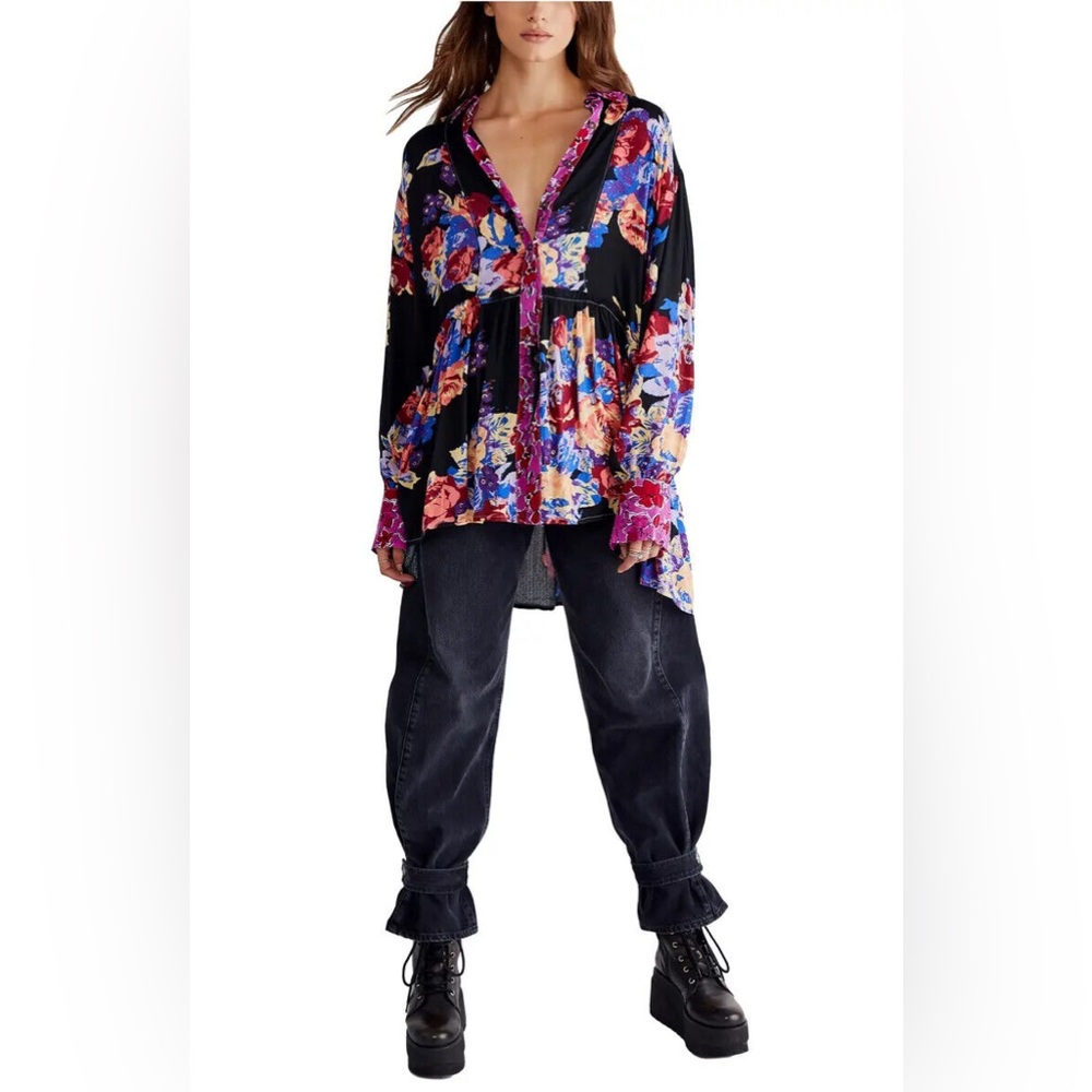 New Free People✨Bunch a Brunch Floral Tunic- Deep Combo